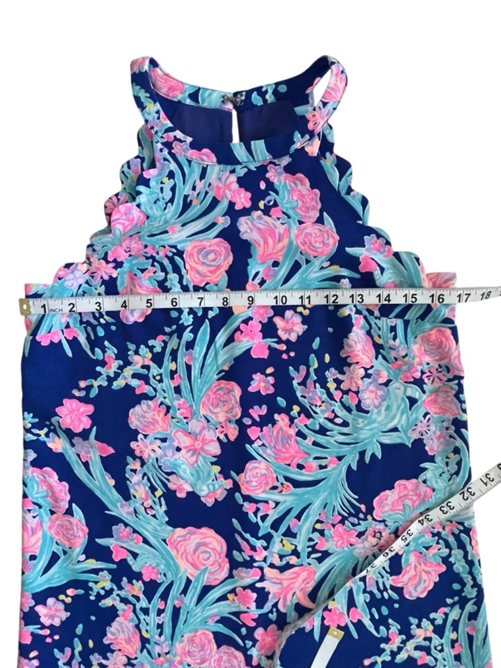 Lilly Pulitzer Tabby Shift Mini Dress Toucan Party Corsica Blue, Scallops XS - Picture 7 of 10